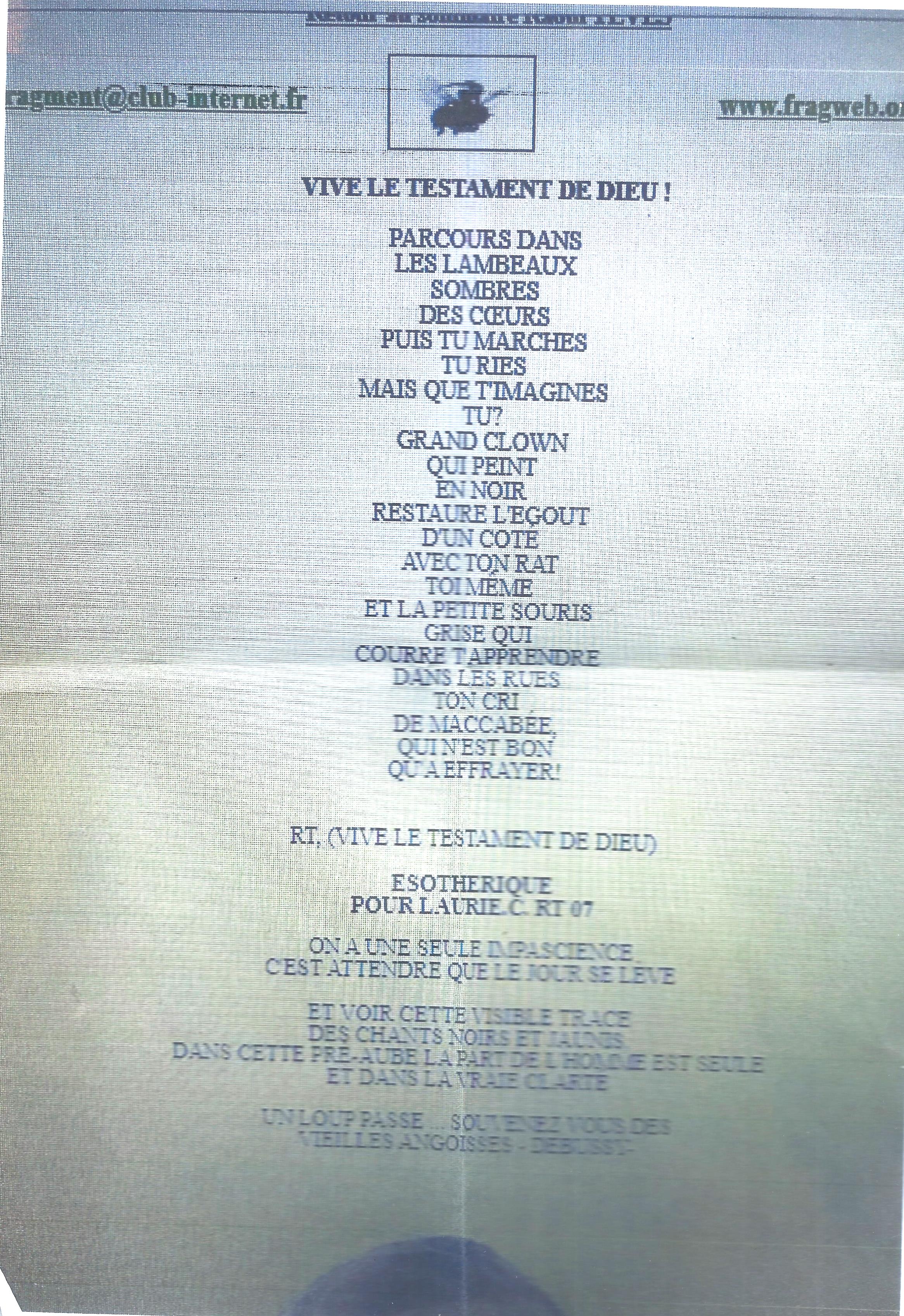 poeme testament dieu